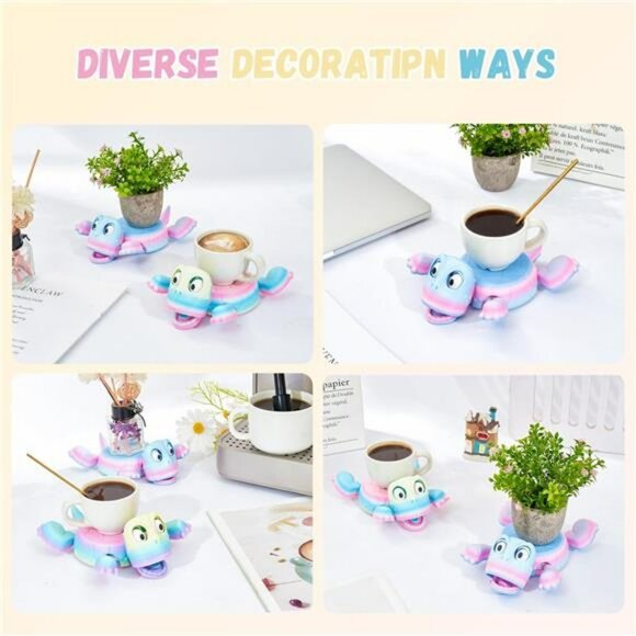 Funny Turtle Drink Coaster 3D Printed Colorful Cup Holder Desk Home Decoration - Picture 6 of 7